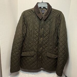 Tommy Hilfiger Women’s Quilted Corduroy Jacket Size XL Army Green